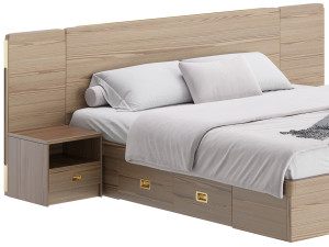 Wooden Panel Bed 3D Model