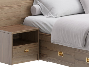 Wooden Panel Bed 3D Model