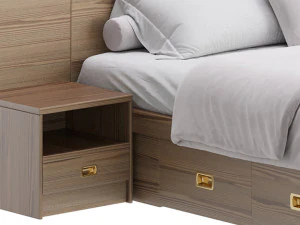 Wooden Panel Bed 3D Model