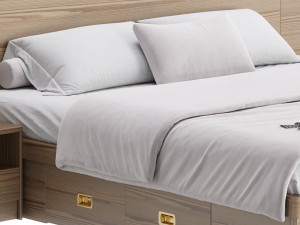 Wooden Panel Bed 3D Model