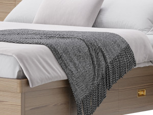 Wooden Panel Bed 3D Model