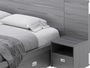 Wooden Panel Bed 3D Model