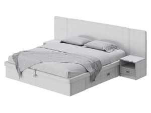 Wooden Panel Bed 3D Model