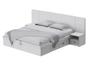 Wooden Panel Bed 3D Model
