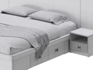 Wooden Panel Bed 3D Model