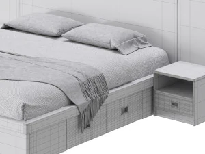 Wooden Panel Bed 3D Model