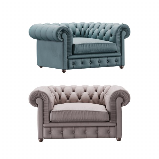 Chester One Armchair 3D Model .c4d .max .obj .3ds .fbx .stl .blend