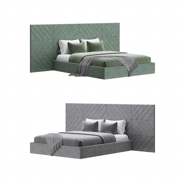Colorado BED with wide headboard I 3D Model .c4d .max .obj .3ds .fbx .stl .blend 
