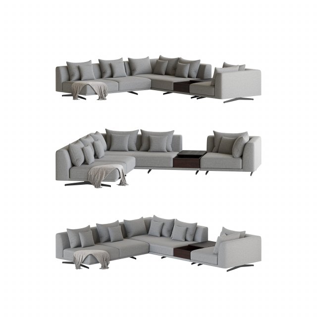 Endless Sofa 3D Model .c4d .max .obj .3ds .fbx .stl .blend 