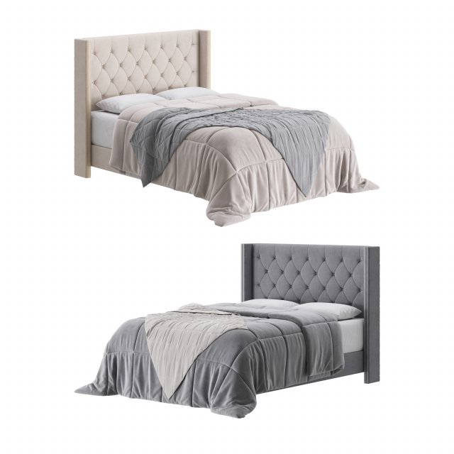Fabric Low Profile Double Bed 3D 모델 .c4d .max .obj .3ds .fbx .stl .blend 