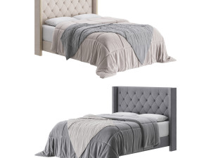 Fabric Low Profile Double Bed 3D Model