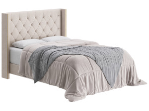 Fabric Low Profile Double Bed 3D 모델