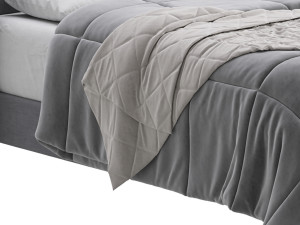 Fabric Low Profile Double Bed 3D 모델