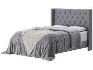 Fabric Low Profile Double Bed 3D 모델