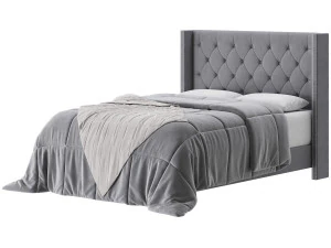 Fabric Low Profile Double Bed 3D Model