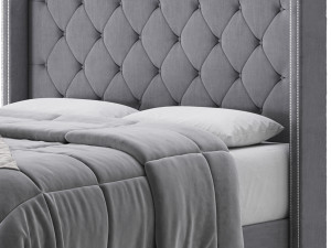 Fabric Low Profile Double Bed 3D 모델