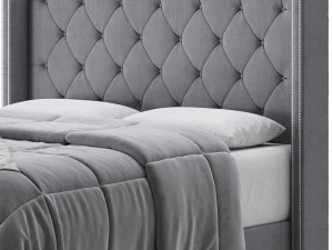 Fabric Low Profile Double Bed 3D Model