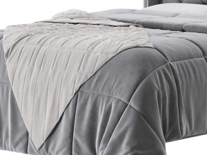 Fabric Low Profile Double Bed 3D 모델