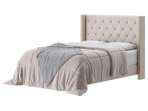 Fabric Low Profile Double Bed 3D 모델