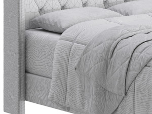 Fabric Low Profile Double Bed 3D 모델