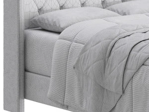 Fabric Low Profile Double Bed 3D Model