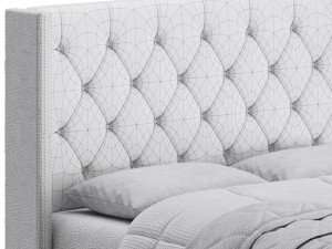 Fabric Low Profile Double Bed 3D 모델