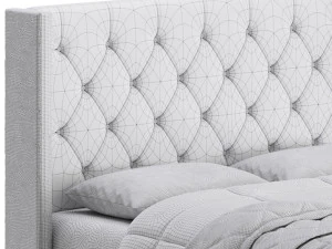 Fabric Low Profile Double Bed 3D Model