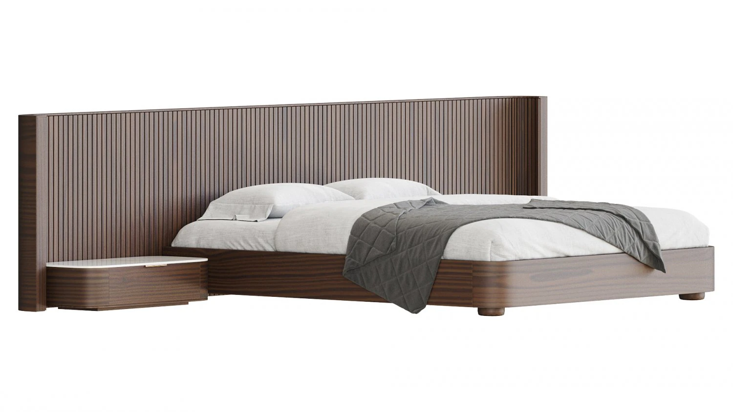 Finnley Extended Headboard Bed 3D Model .c4d .max .obj .3ds .fbx .stl .blend