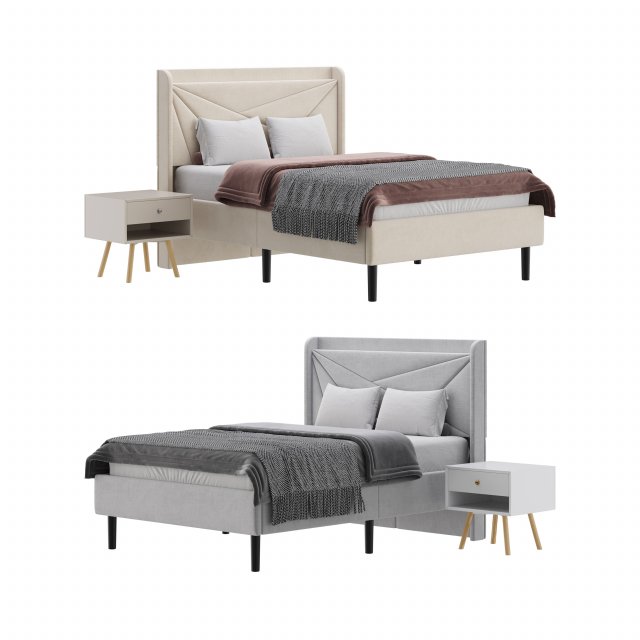 Full Size Bed Frame 3D 模型 .c4d .max .obj .3ds .fbx .stl .blend 