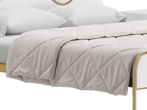 Glam Upholstered Headboard Bed 3D Model
