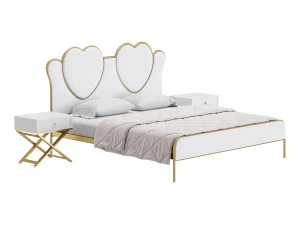Glam Upholstered Headboard Bed 3D Model