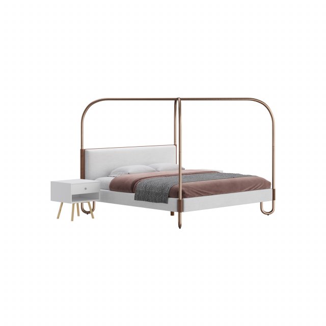 Gracia King Upholstered Canopy bed 3D Model .c4d .max .obj .3ds .fbx .stl .blend 