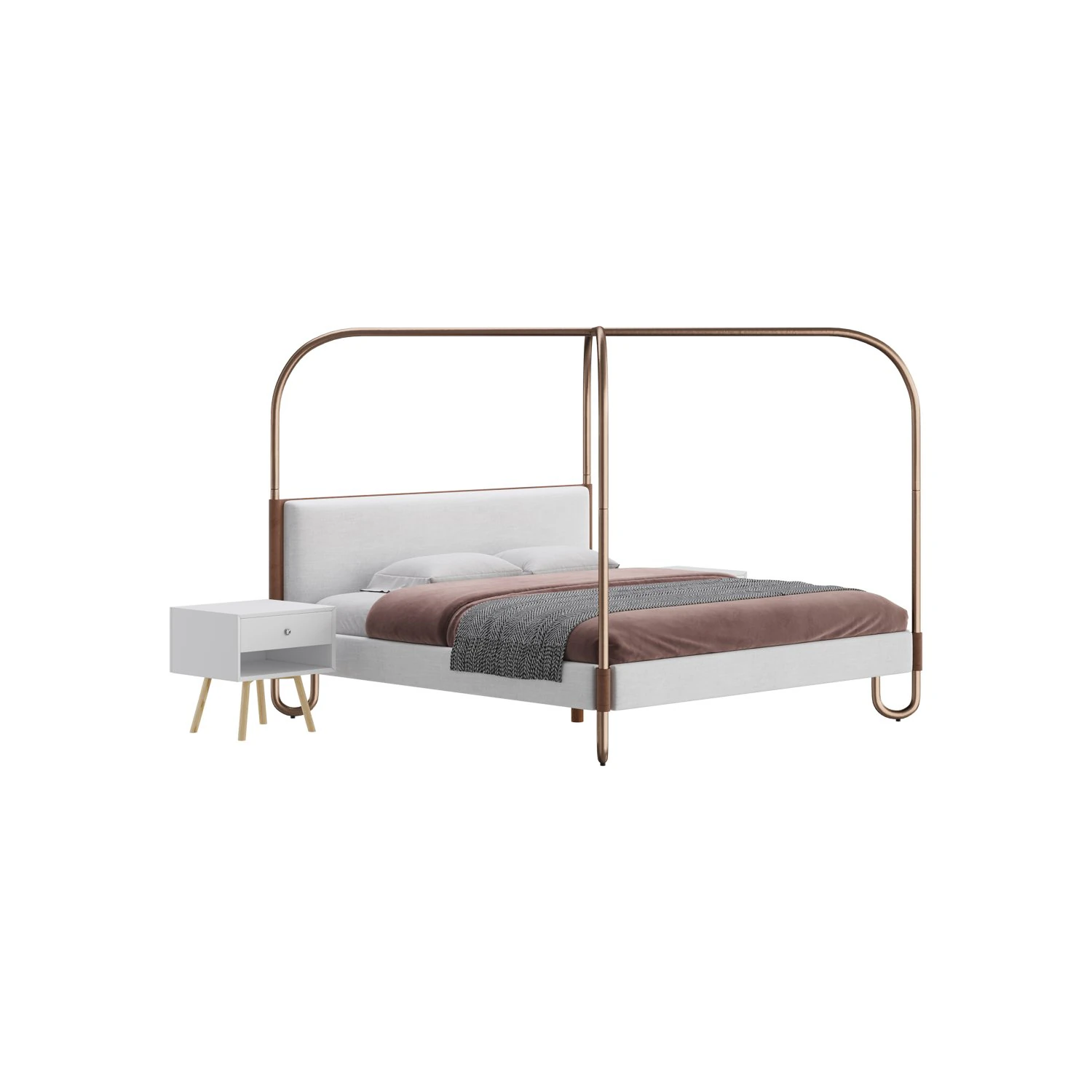Gracia King Upholstered Canopy bed 3D Model .c4d .max .obj .3ds .fbx .stl .blend 
