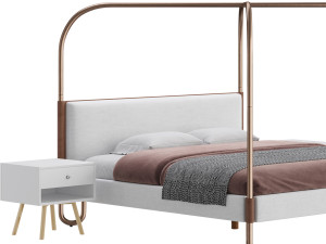 Gracia King Upholstered Canopy bed 3D Model