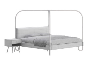 Gracia King Upholstered Canopy bed 3D Model