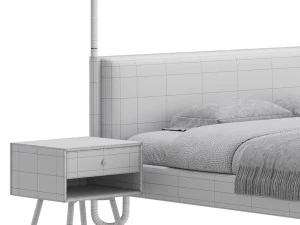 Gracia King Upholstered Canopy bed 3D Model
