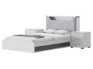 Gray Faux Leather Upholstered Bed 3D Model