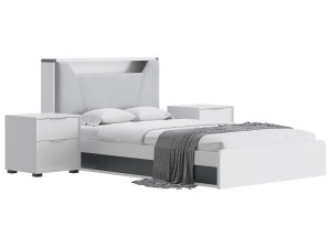 Gray Faux Leather Upholstered Bed 3D Model