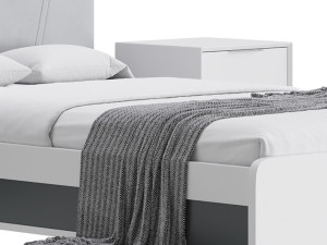 Gray Faux Leather Upholstered Bed 3D Model