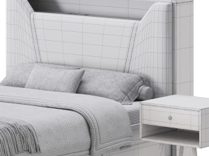 Gray Faux Leather Upholstered Bed 3D Model