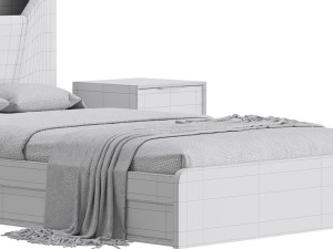 Gray Faux Leather Upholstered Bed 3D Model