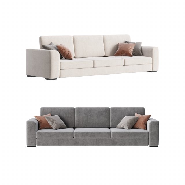Grey Sofa 3D 模型 .c4d .max .obj .3ds .fbx .stl .blend