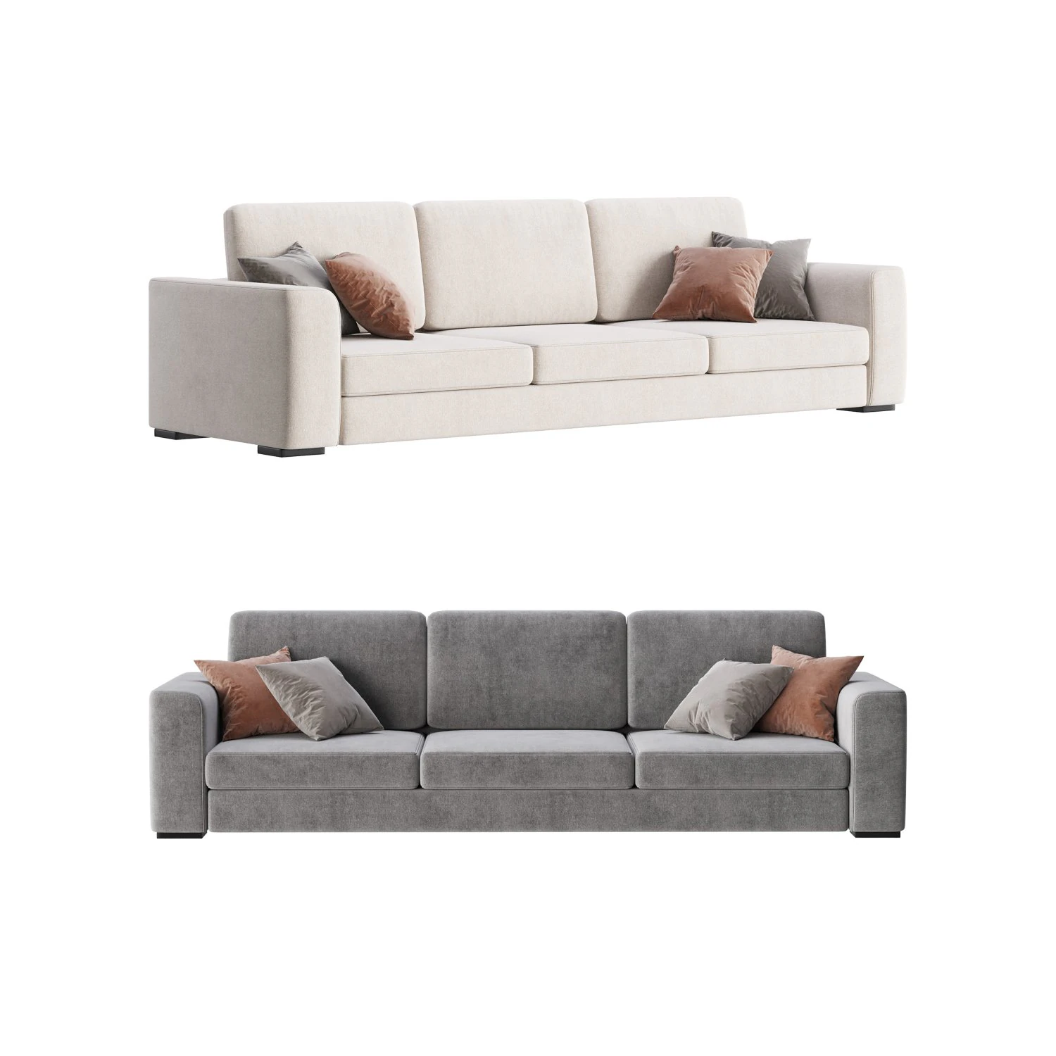 Grey Sofa 3D Model .c4d .max .obj .3ds .fbx .stl .blend