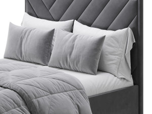 Jay Velvet-Finish Ottoman Bed 3D Model