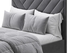 Jay Velvet-Finish Ottoman Bed 3D Model
