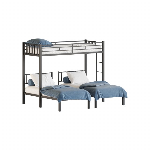 Metal Triple Bunk Beds 3D Model .c4d .max .obj .3ds .fbx .stl .blend 