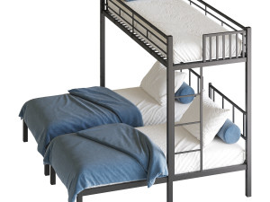 Metal Triple Bunk Beds 3D Model