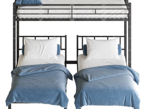 Metal Triple Bunk Beds 3D Model