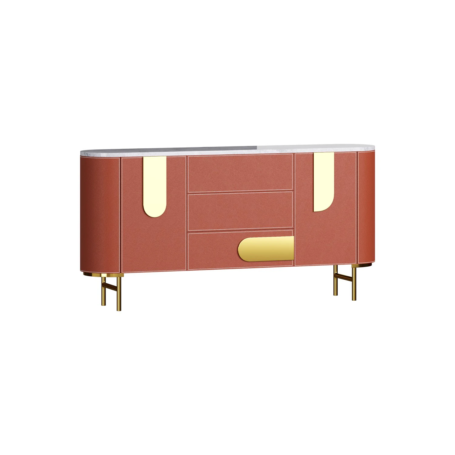 Modern Metal Sideboard Credenza 3D Model .c4d .max .obj .3ds .fbx .stl .blend 