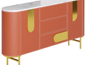 Modern Metal Sideboard Credenza 3D मॉडल